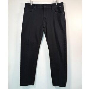 Mavi Zach Jeans Mens 36/30 Straight Leg Black Solid Denim Streetwear CityEUC